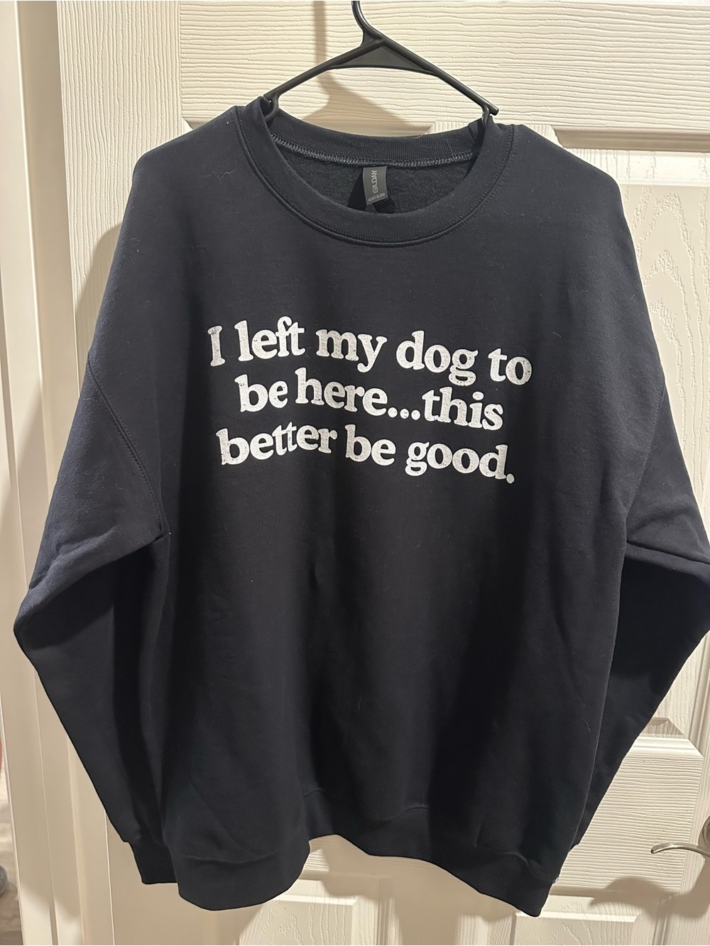 Gildan Black Dog Sweatshirt with White Lettering